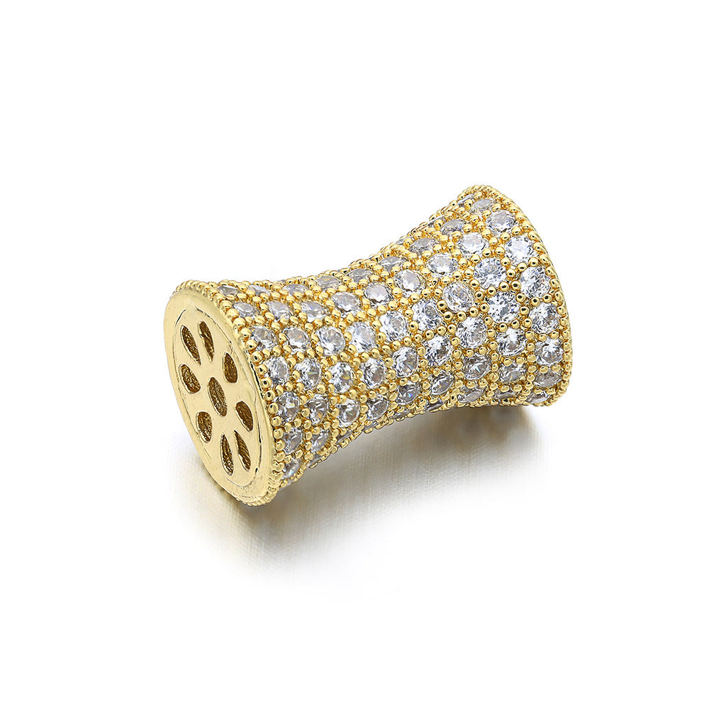 20pcs/lot 17*12mm CZ Paved Hourglass Spacers Gold CZ Paved Spacers Hourglass Beads Charms Beads Beyond