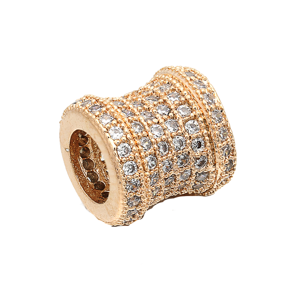 10pcs/lot 8.5*9mm CZ Paved Tube Spacers Rose Gold CZ Paved Spacers Tube Bar Centerpieces Charms Beads Beyond