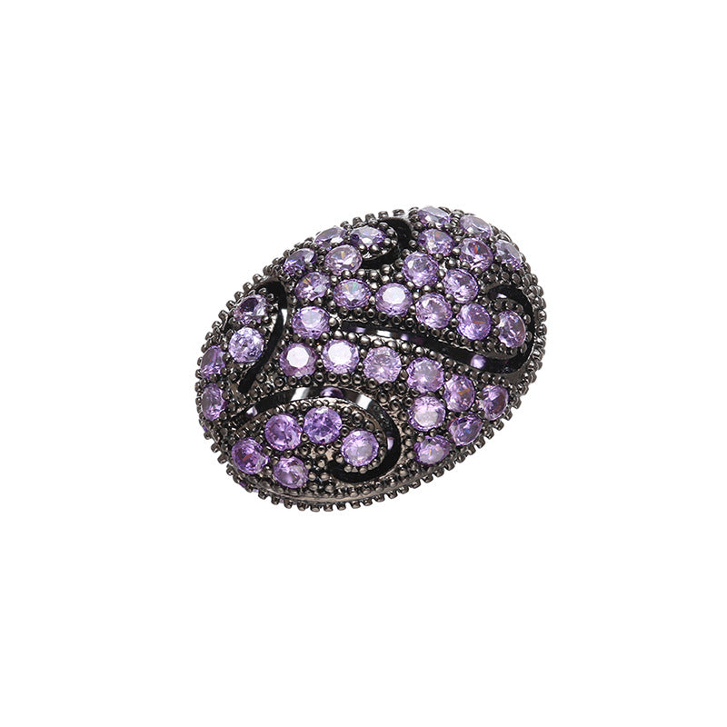 10pcs/lot 16*12mm Multicolor CZ Paved Oval Centerpiece Spacers Purple CZ Paved Spacers Colorful Zirconia Oval Spacers Charms Beads Beyond