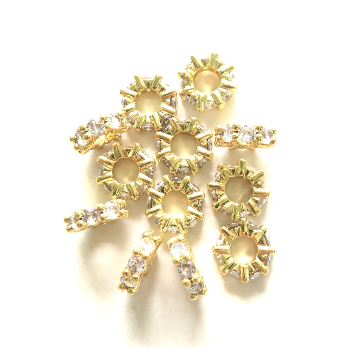 20pcs/lot 11.6*3.4mm Big CZ Pave Wheel Rondelle Spacers Gold CZ Paved Spacers New Spacers Arrivals Rondelle Beads Charms Beads Beyond