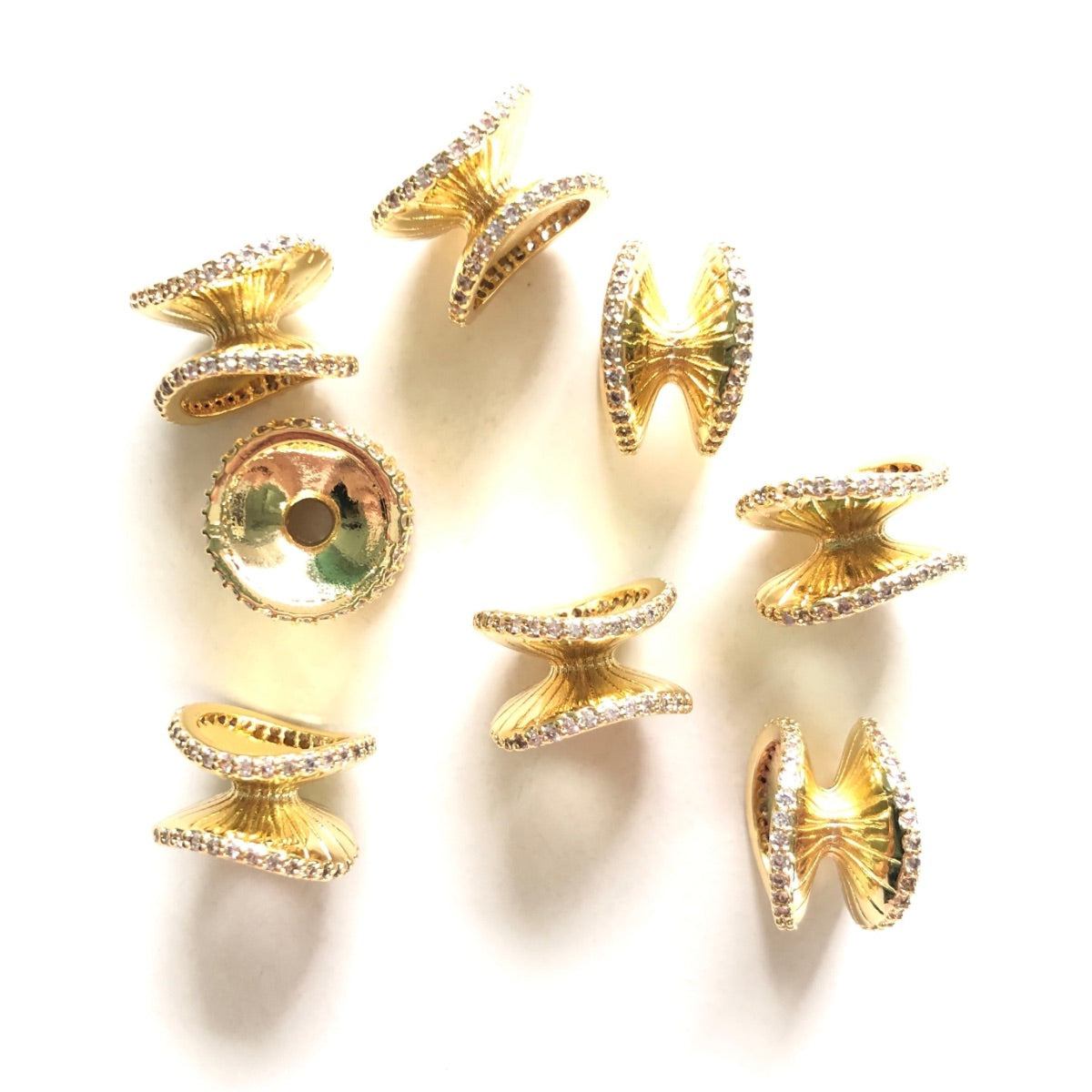 10pcs/lot 13.3*8.7mm CZ Paved Hourglass Spacers Beads Gold CZ Paved Spacers Hourglass Beads New Spacers Arrivals Charms Beads Beyond