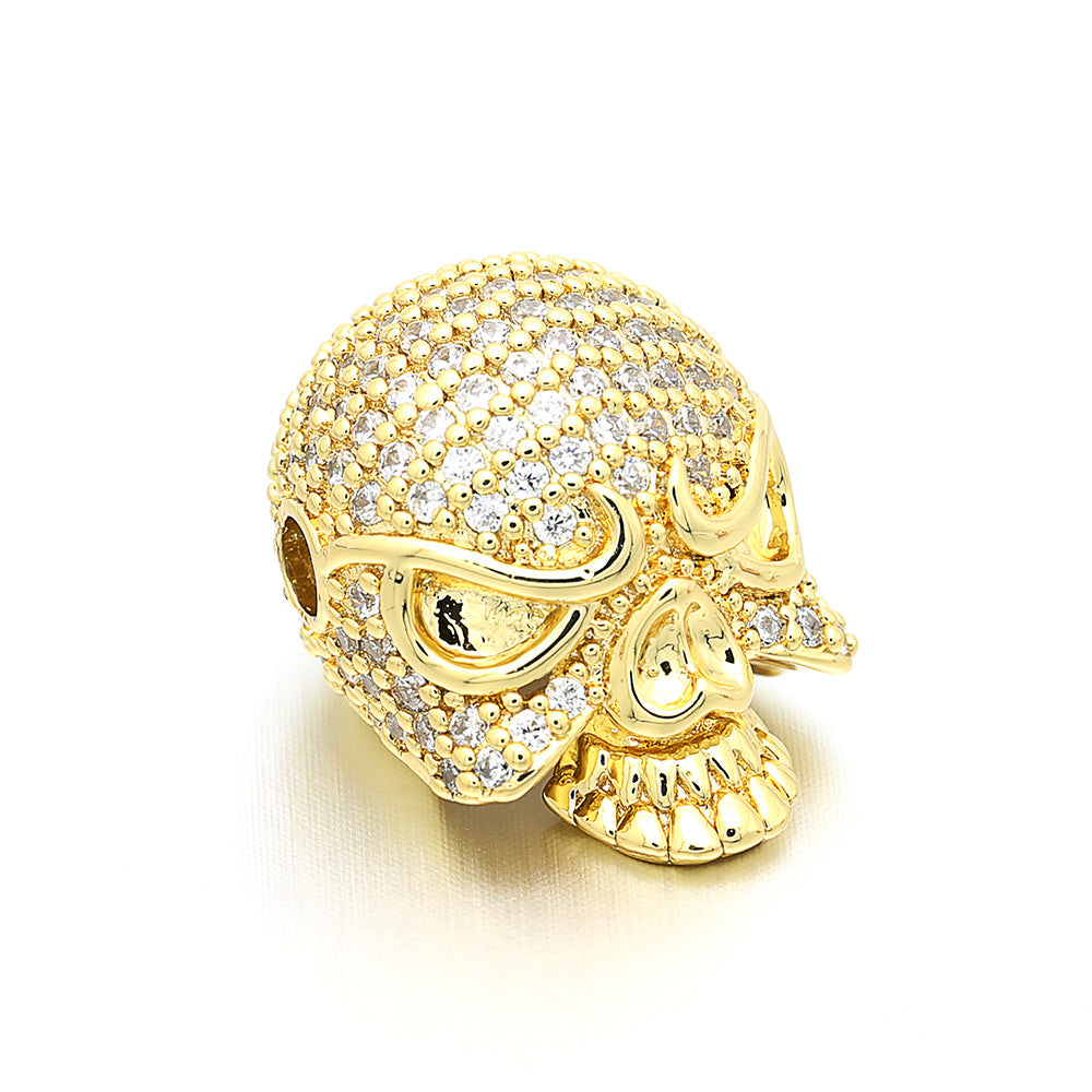 10pcs/lot 20*15mm CZ Paved Skull Centerpiece Spacers Gold CZ Paved Spacers Skull Spacers Charms Beads Beyond