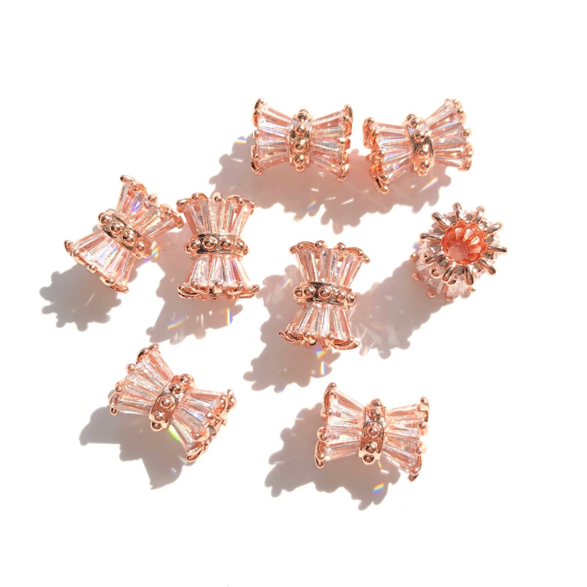 10pcs/lot 11.5*9mm CZ Paved Hourglass Spacers Rose Gold CZ Paved Spacers Hourglass Beads New Spacers Arrivals Charms Beads Beyond