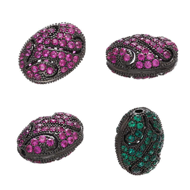 10pcs/lot 16*12mm Multicolor CZ Paved Oval Centerpiece Spacers CZ Paved Spacers Colorful Zirconia Oval Spacers Charms Beads Beyond