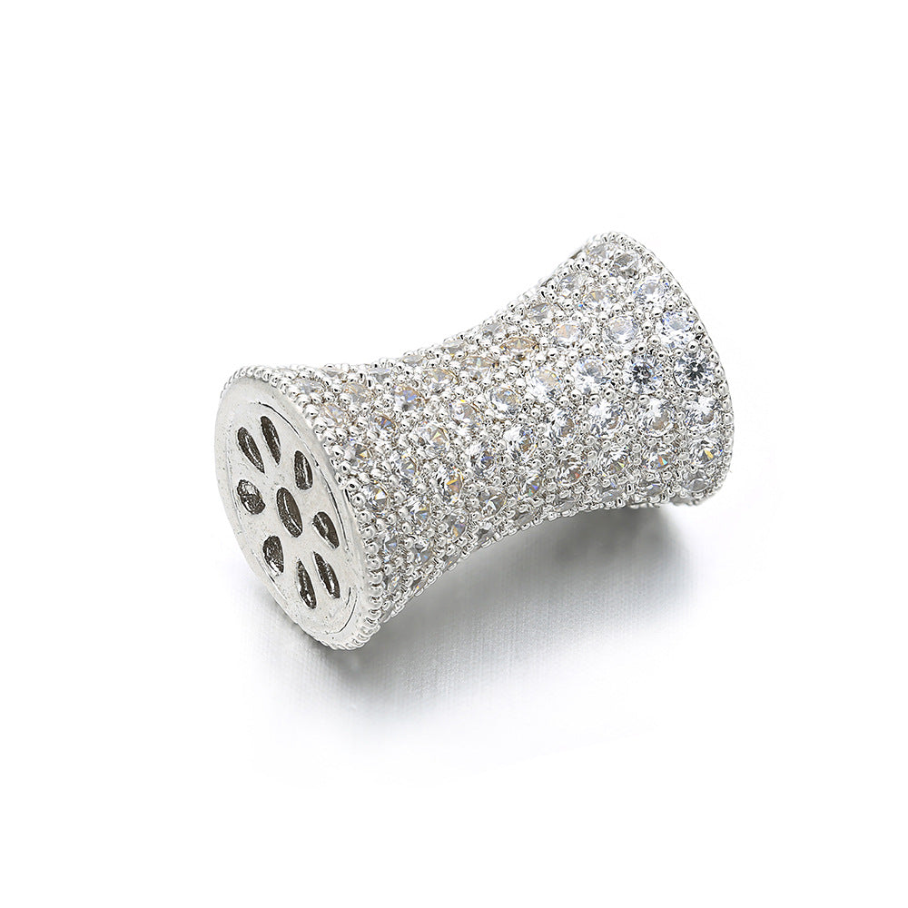 20pcs/lot 17*12mm CZ Paved Hourglass Spacers Silver CZ Paved Spacers Hourglass Beads Charms Beads Beyond