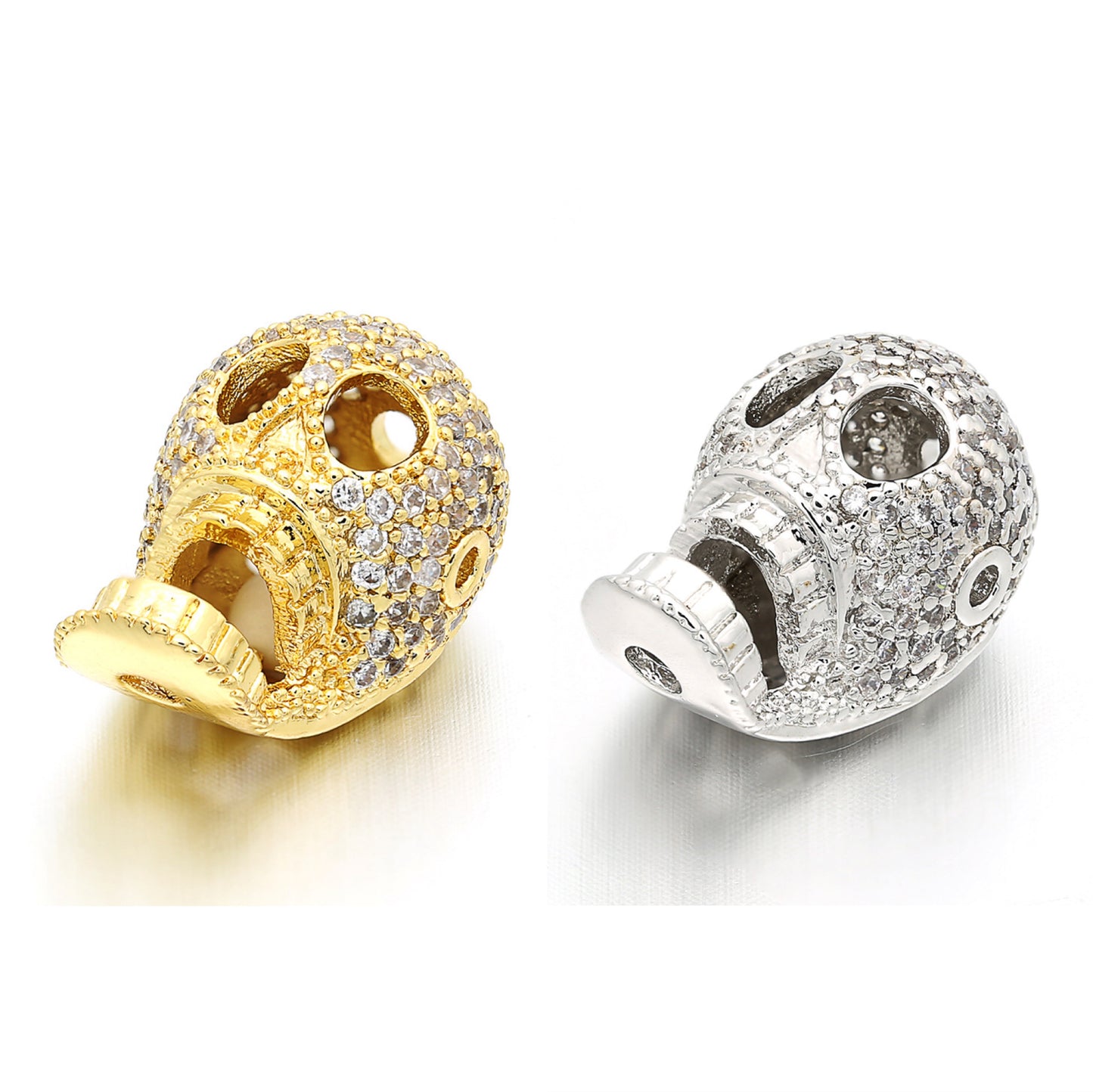 10pcs/lot 11*17mm CZ Paved Skull Centerpiece Spacers Mix Colors CZ Paved Spacers Skull Spacers Charms Beads Beyond
