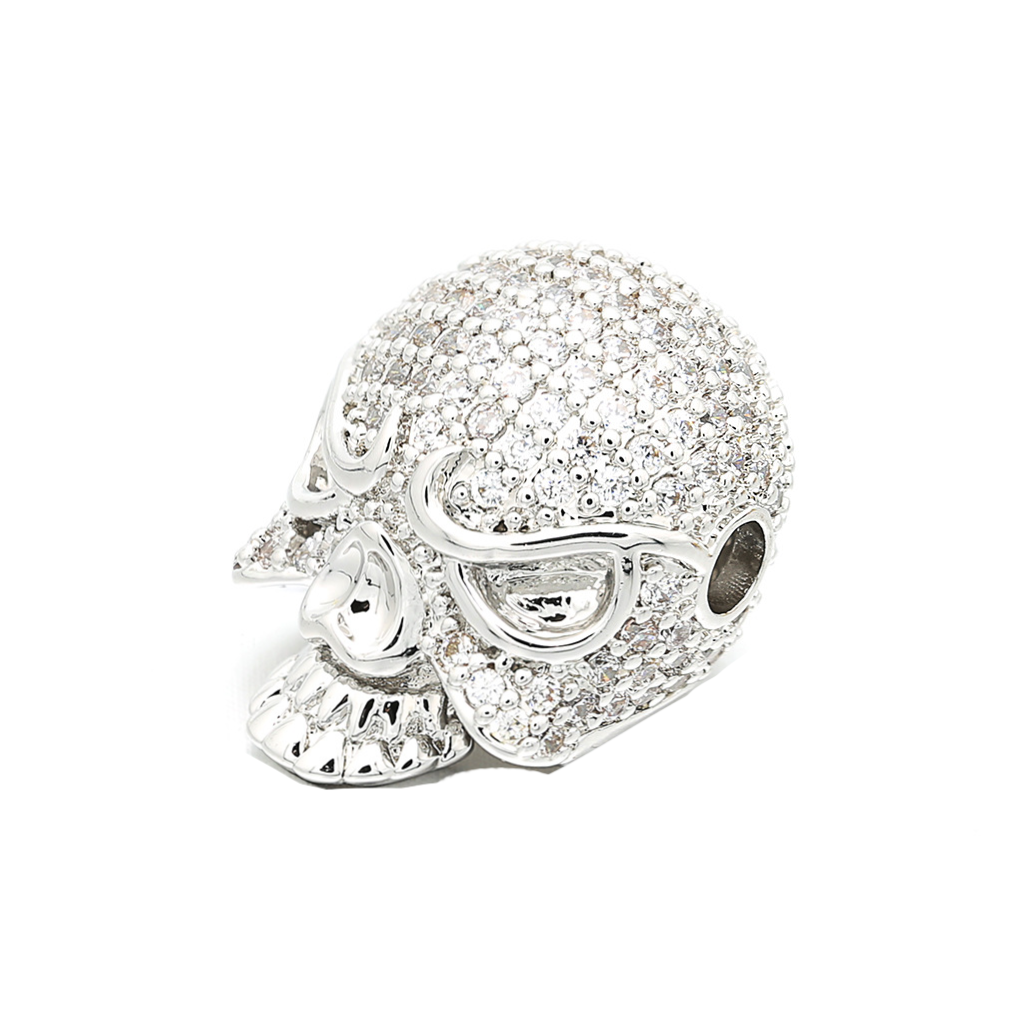 10pcs/lot 20*15mm CZ Paved Skull Centerpiece Spacers Silver CZ Paved Spacers Skull Spacers Charms Beads Beyond