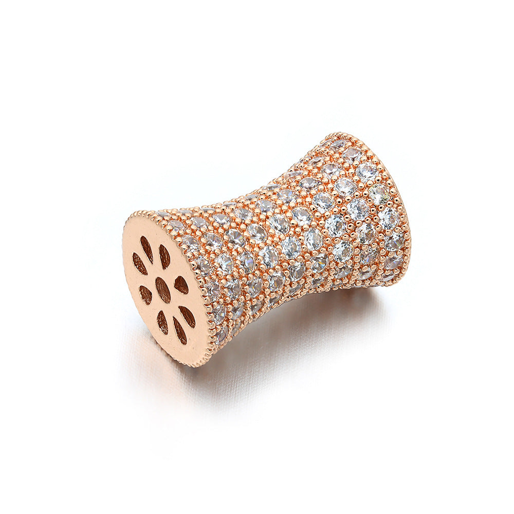 20pcs/lot 17*12mm CZ Paved Hourglass Spacers Rose Gold CZ Paved Spacers Hourglass Beads Charms Beads Beyond