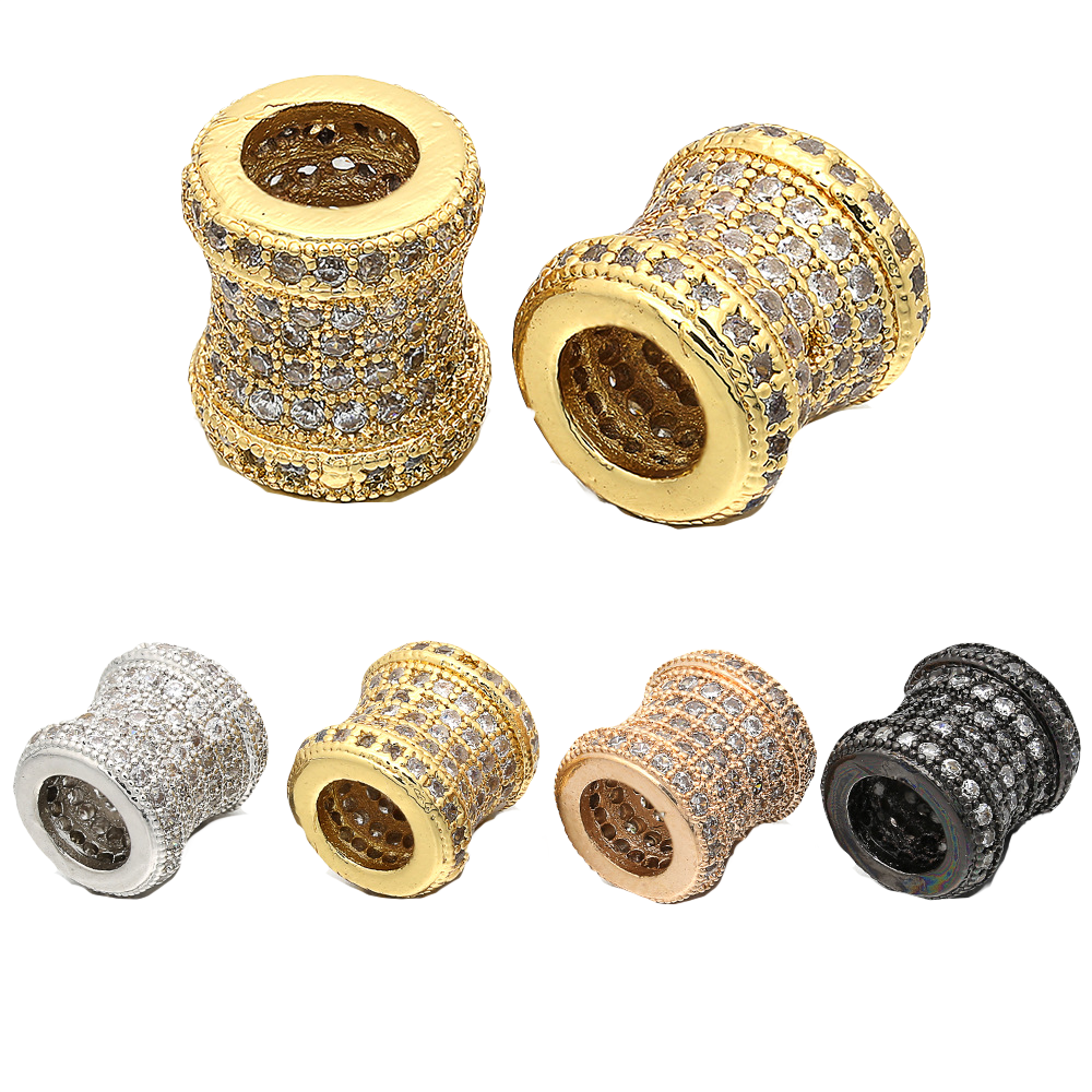 10pcs/lot 8.5*9mm CZ Paved Tube Spacers CZ Paved Spacers Tube Bar Centerpieces Charms Beads Beyond
