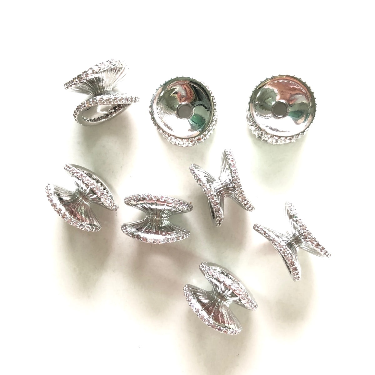 10pcs/lot 13.3*8.7mm CZ Paved Hourglass Spacers Beads Silver CZ Paved Spacers Hourglass Beads New Spacers Arrivals Charms Beads Beyond