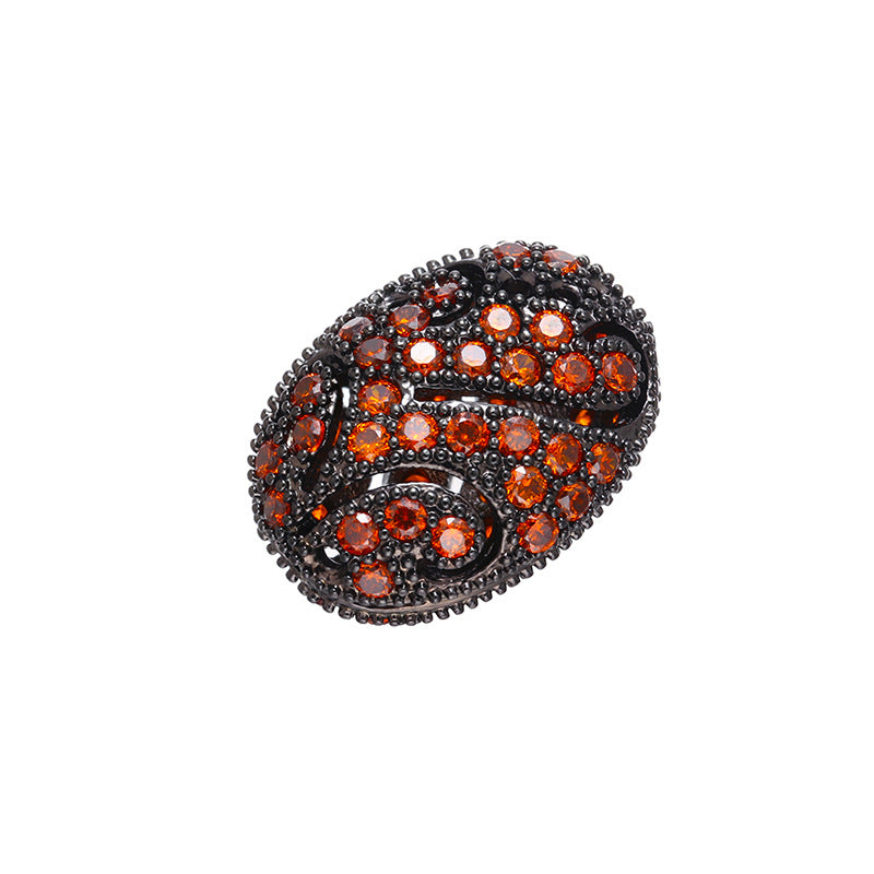 10pcs/lot 16*12mm Multicolor CZ Paved Oval Centerpiece Spacers Orange CZ Paved Spacers Colorful Zirconia Oval Spacers Charms Beads Beyond