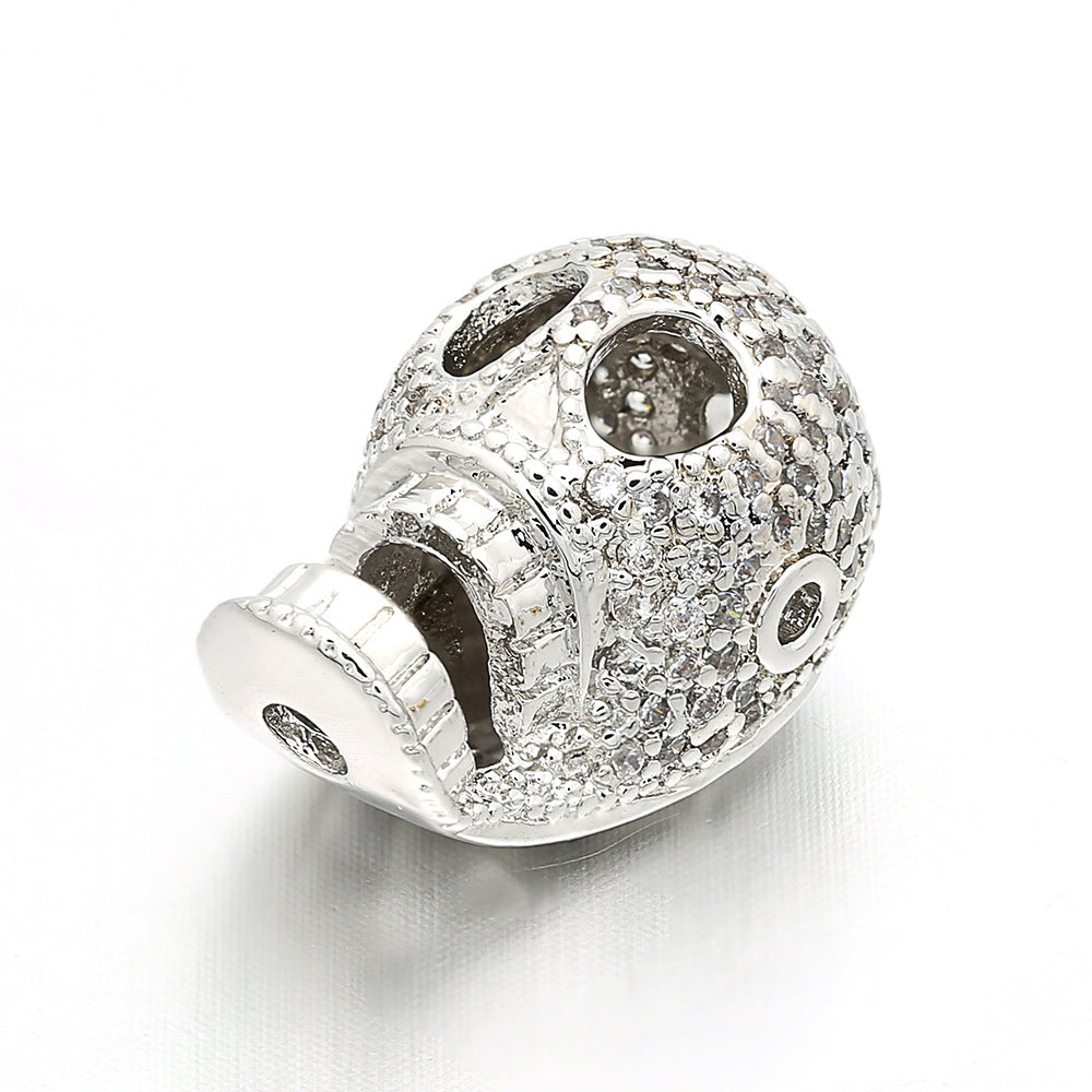 10pcs/lot 11*17mm CZ Paved Skull Centerpiece Spacers Silver CZ Paved Spacers Skull Spacers Charms Beads Beyond