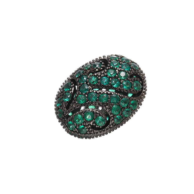 10pcs/lot 16*12mm Multicolor CZ Paved Oval Centerpiece Spacers Green CZ Paved Spacers Colorful Zirconia Oval Spacers Charms Beads Beyond