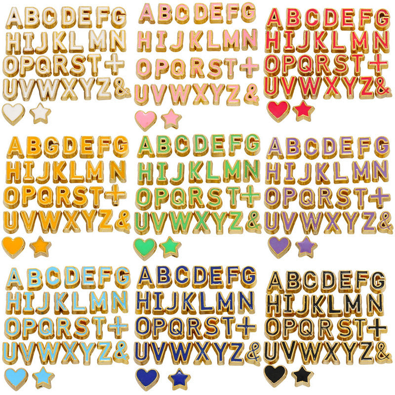 29pcs/lot 7*6mm Colorful CZ Paved Initial Alphabet Letter Spacers Enamel Charms Colorful Zirconia Charms Beads Beyond