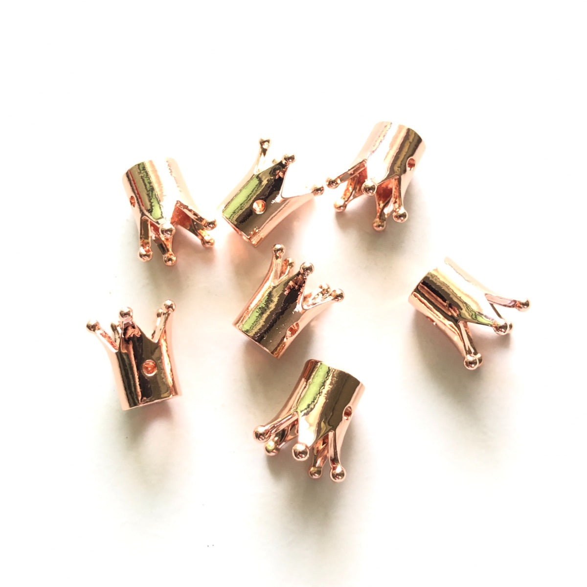 20pcs/lot 12*7mm Gold Plated Copper Crown Spacers Rose Gold CZ Paved Spacers Crown Beads Charms Beads Beyond