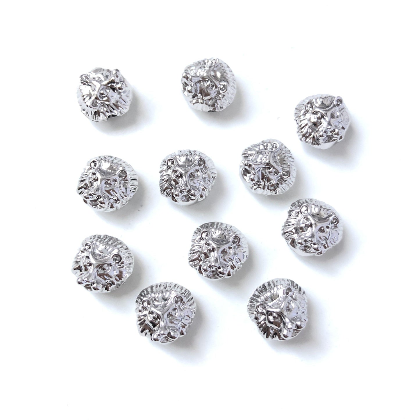 10-20pcs/lot Gold Plated Copper Lion Spacers Silver CZ Paved Spacers Animal Spacers Charms Beads Beyond