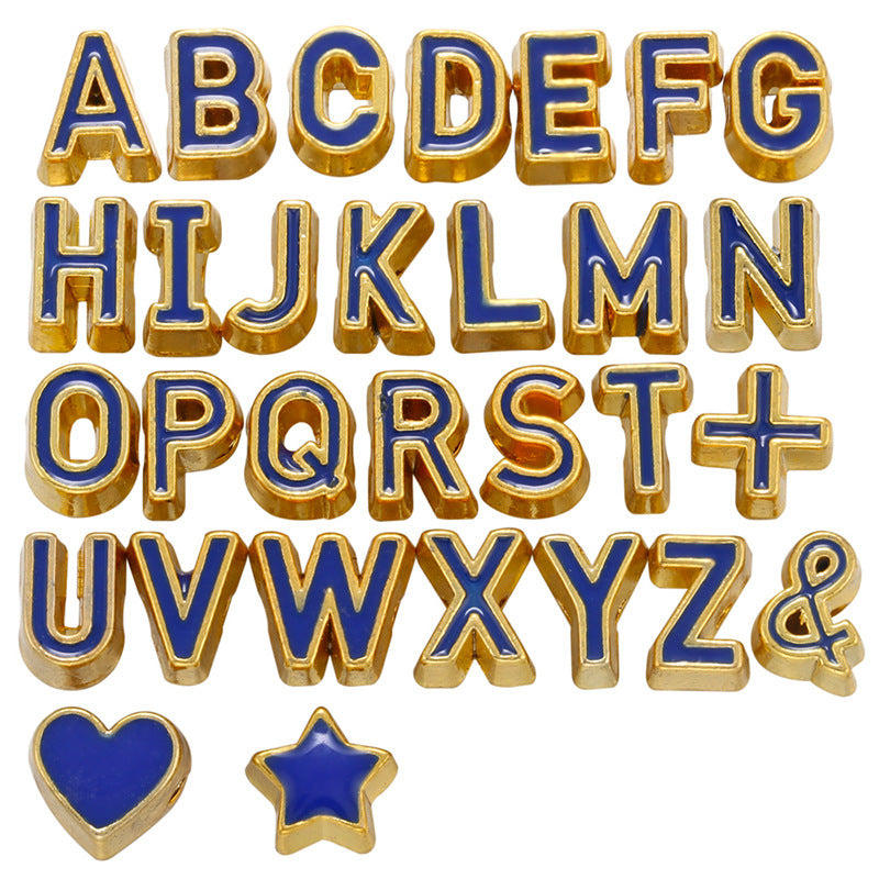 29pcs/lot 7*6mm Colorful CZ Paved Initial Alphabet Letter Spacers Navy Blue Enamel Charms Colorful Zirconia Charms Beads Beyond