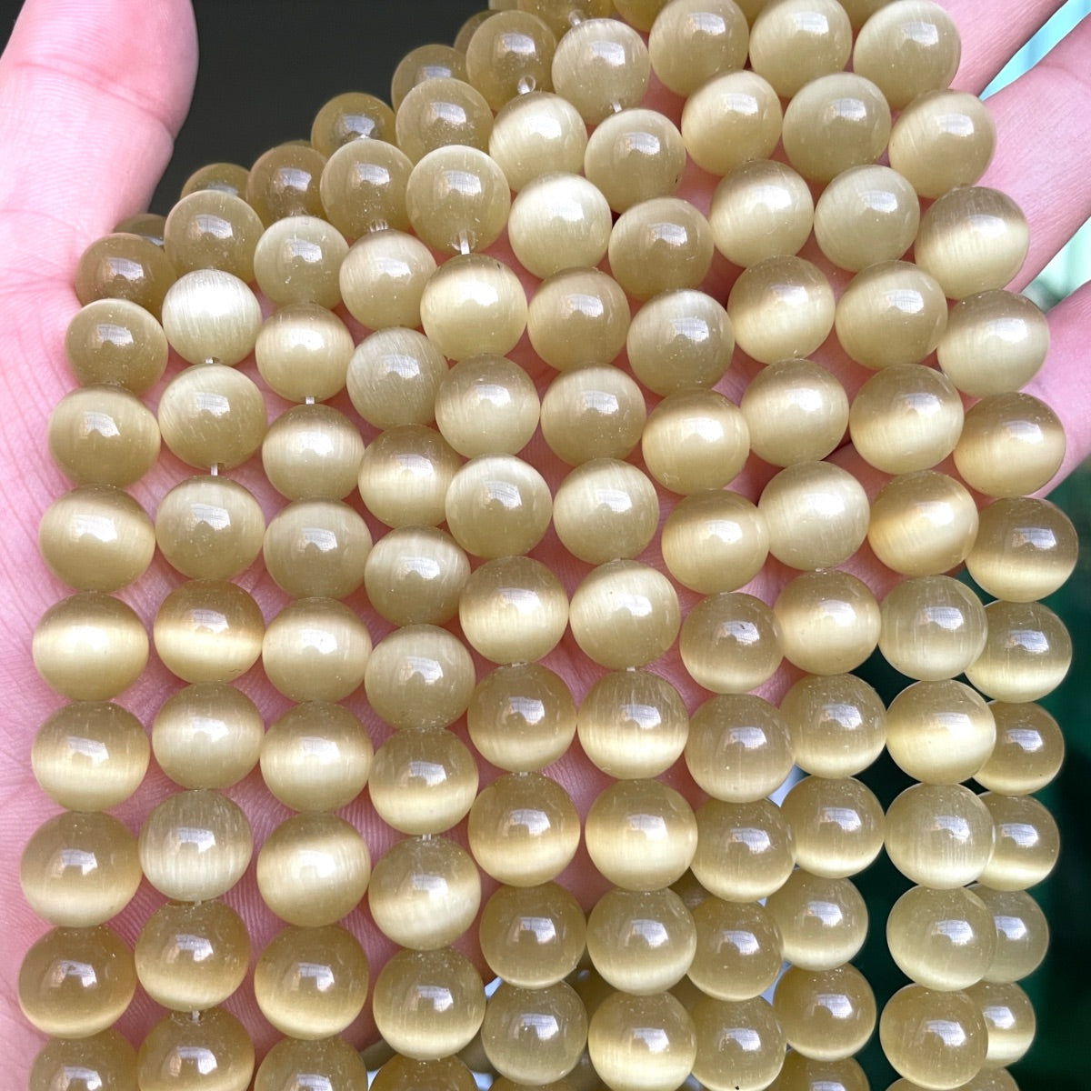 2 Strands/Lot 10mm Natural Yellow Cat's Eye Opal Stone Round Beads Stone Beads Cat's Eye Beads New Beads Arrivals Charms Beads Beyond