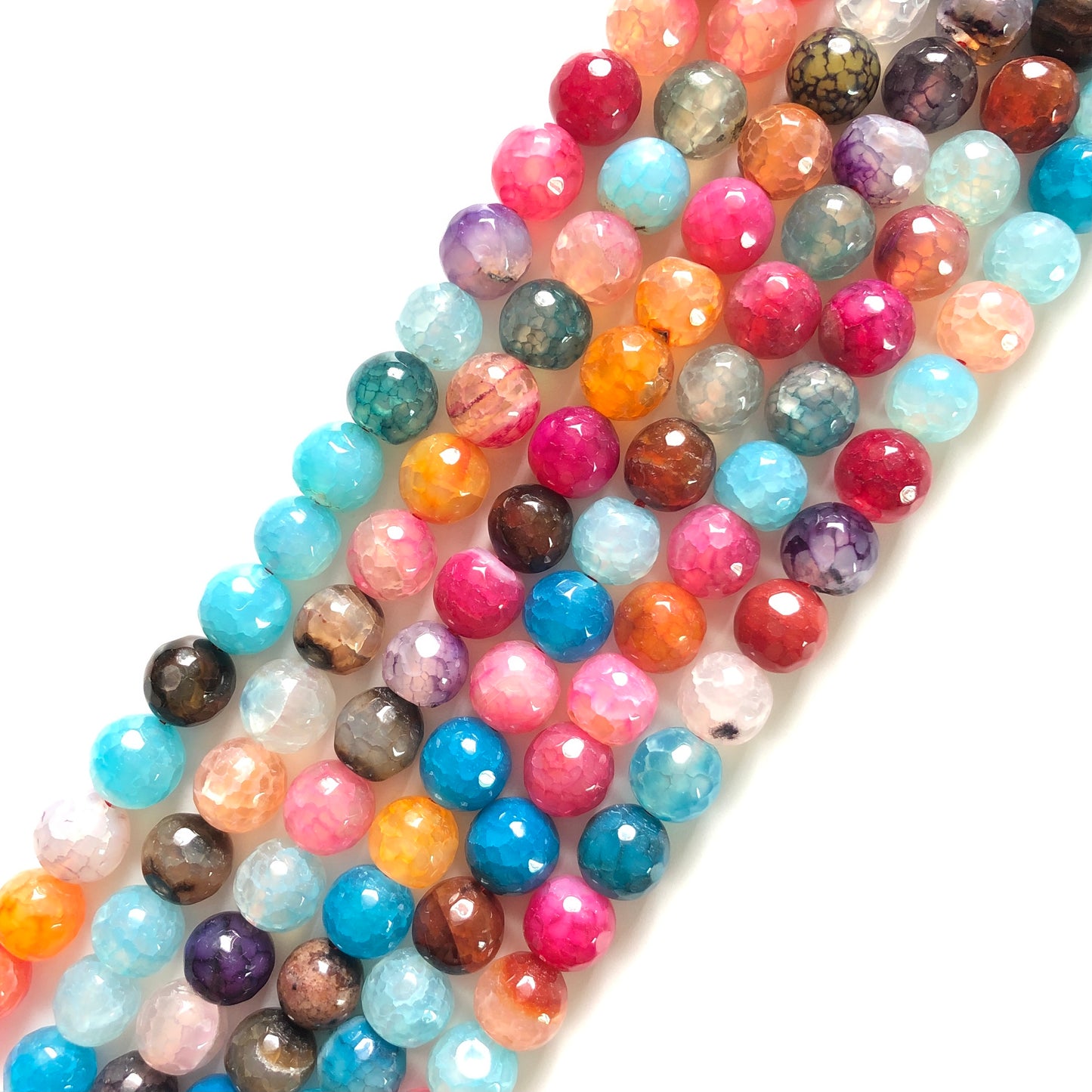 2 Strands/lot 10mm Multicolor Dragon Agate Faceted Stone Beads Stone Beads Faceted Agate Beads Charms Beads Beyond