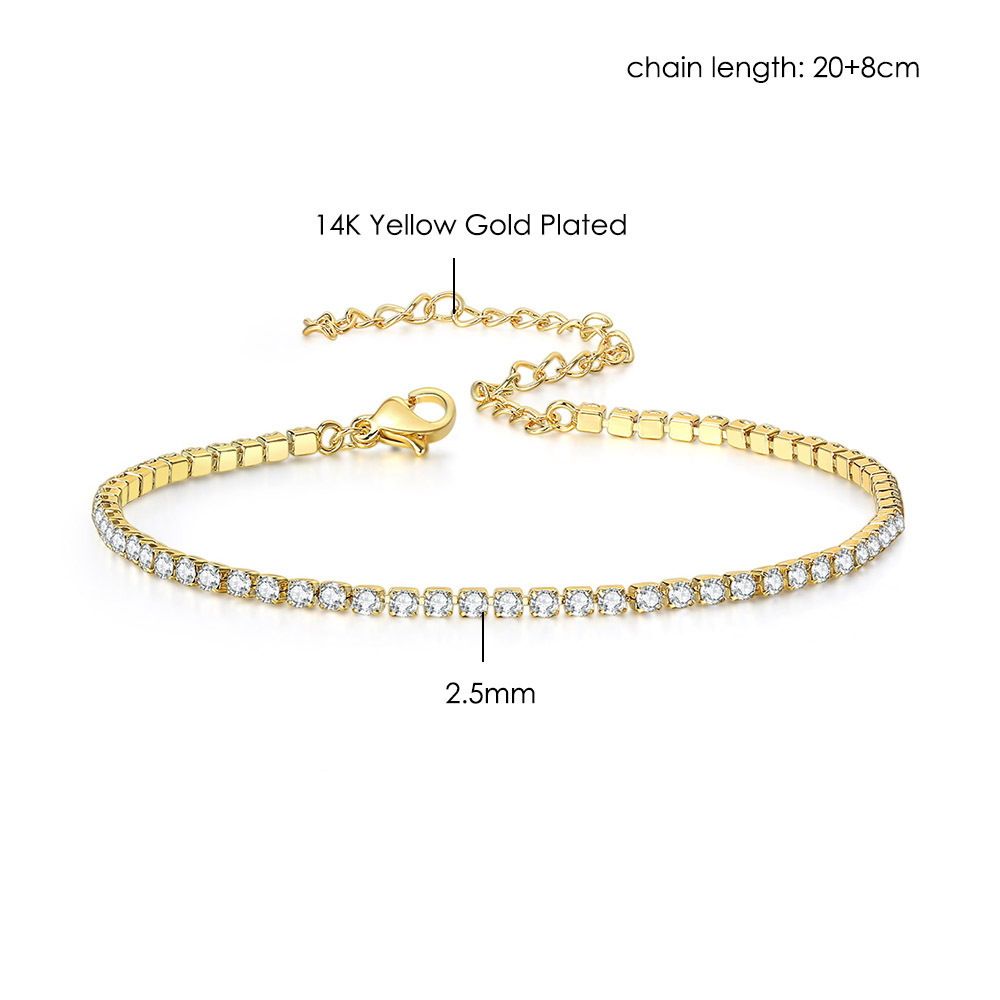 10pcs/lot Gold Plated 2.5 & 4 mm CZ Paved Adjustable Tennis Anklet Women Bracelets Charms Beads Beyond
