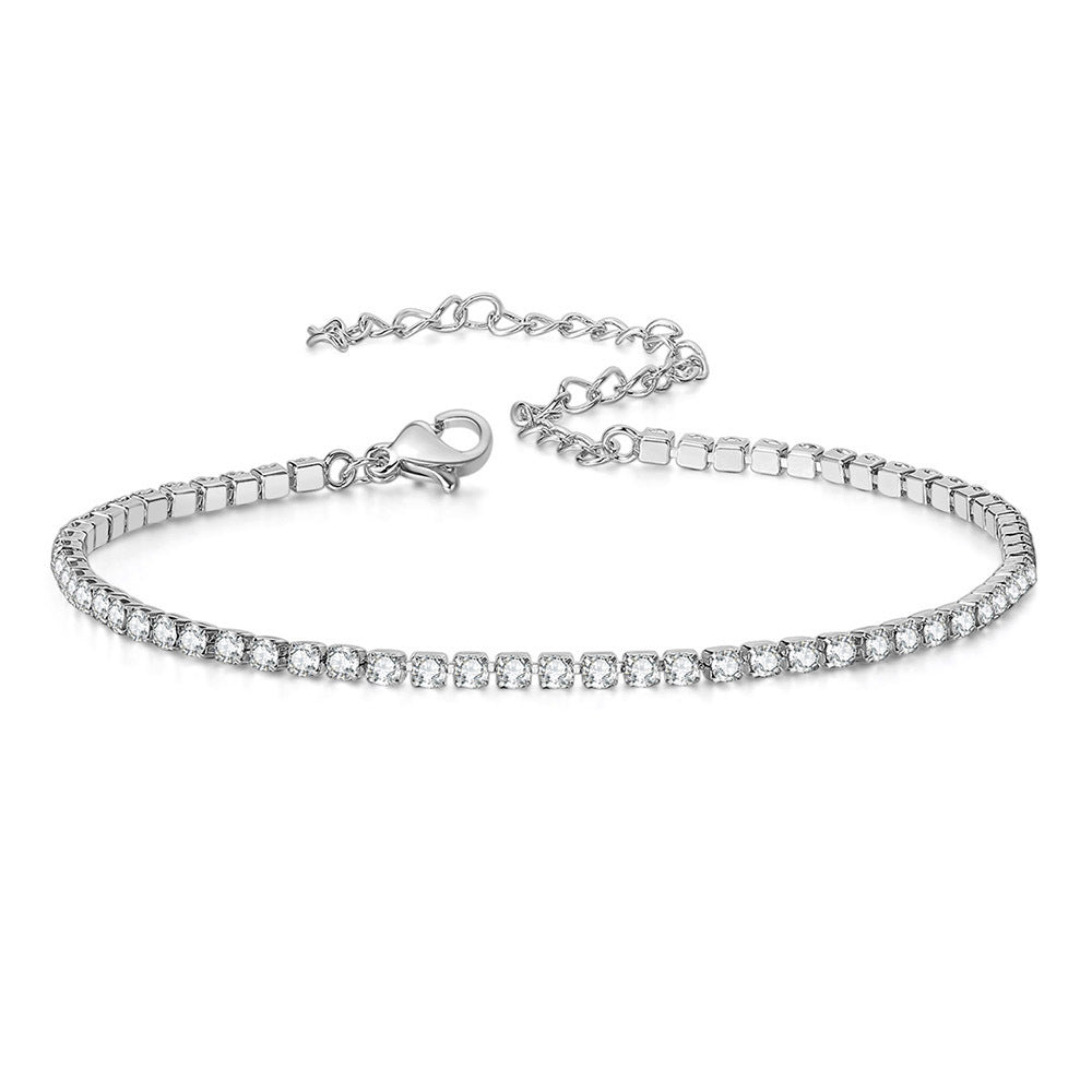 10pcs/lot Gold Plated 2.5 & 4 mm CZ Paved Adjustable Tennis Anklet 2.5mm CZ Silver Women Bracelets Charms Beads Beyond