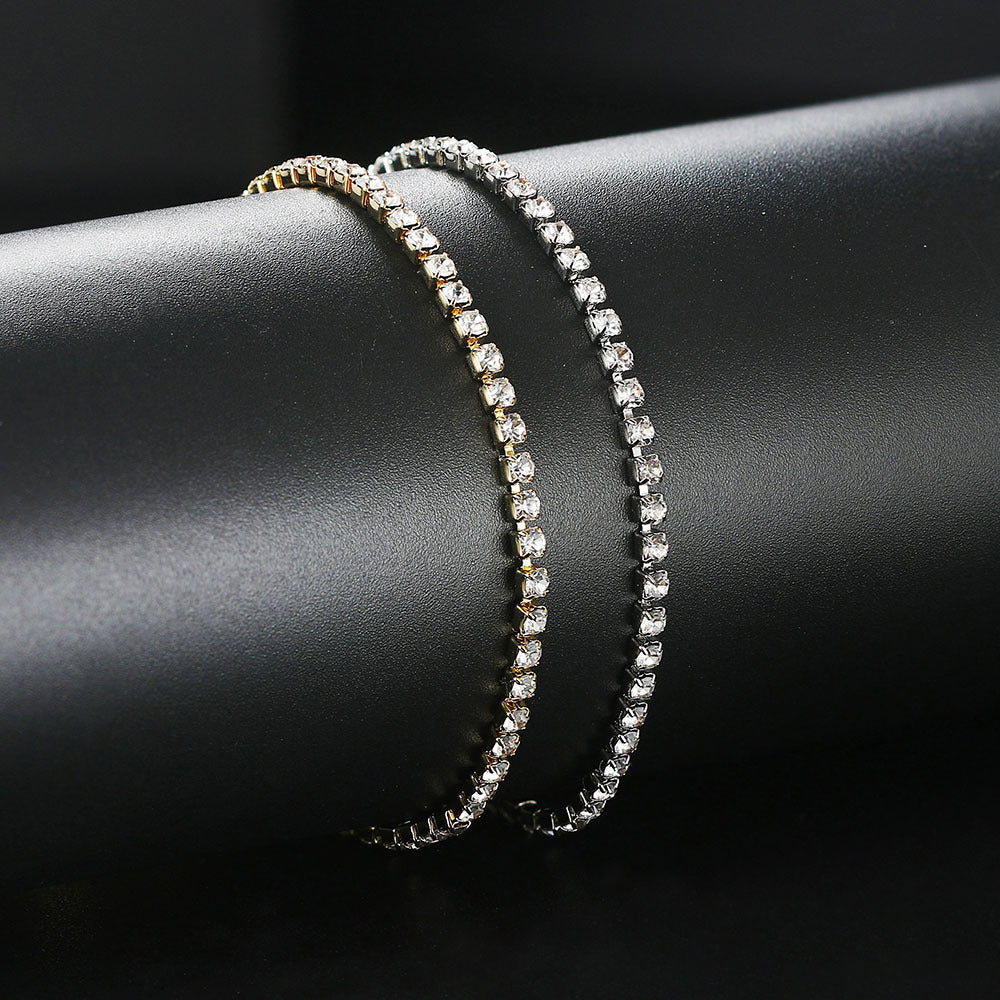 10pcs/lot Gold Plated 2.5 & 4 mm CZ Paved Adjustable Tennis Anklet 2.5mm CZ Mix Colors Women Bracelets Charms Beads Beyond