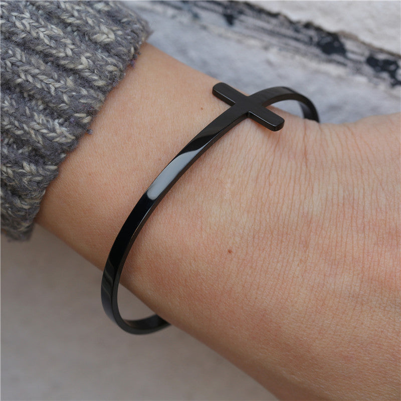 5pcs/lot Cross Stainless Steel Open Bangle for Women & Men Women & Men Bracelets Charms Beads Beyond