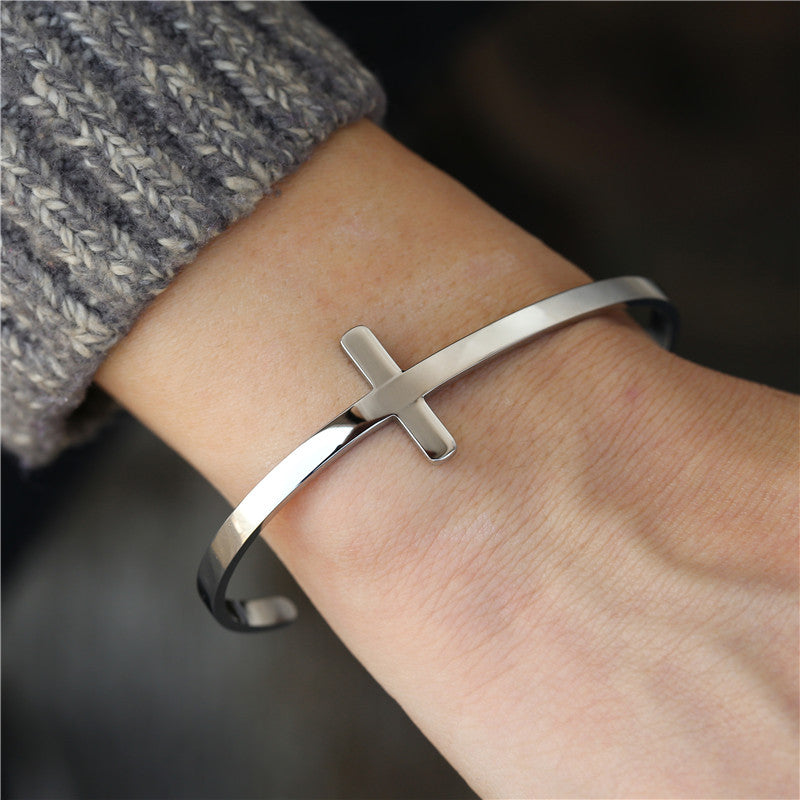 5pcs/lot Cross Stainless Steel Open Bangle for Women & Men Women & Men Bracelets Charms Beads Beyond