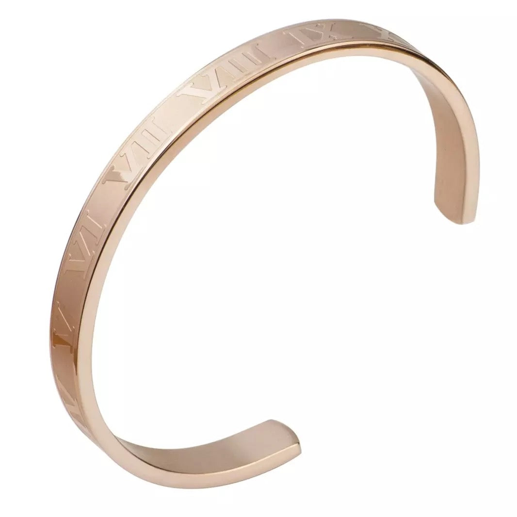 5pcs/lot Roman Numeral Stainless Steel Open Bangle for Women & Men Women & Men Bracelets Charms Beads Beyond