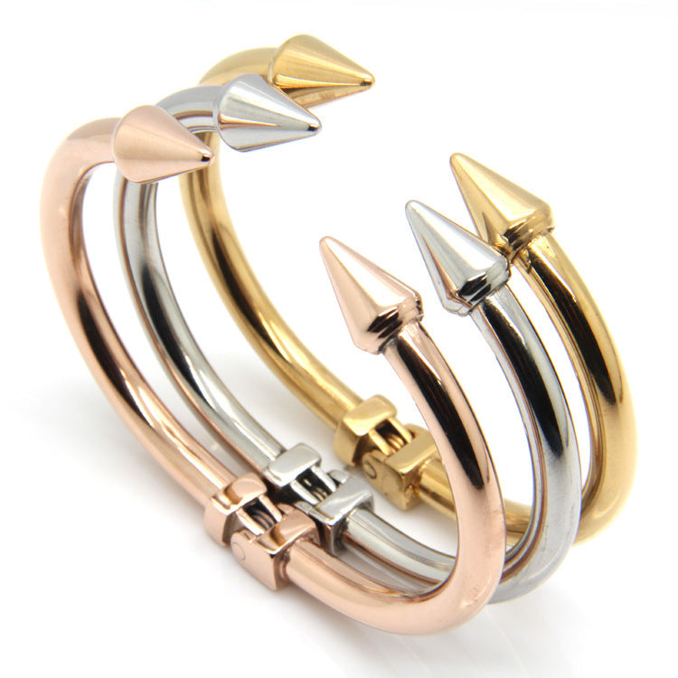 5pcs/lot Stainless Steel Double Nail Bangle for Women Mix Color-5pcs Women Bracelets Charms Beads Beyond