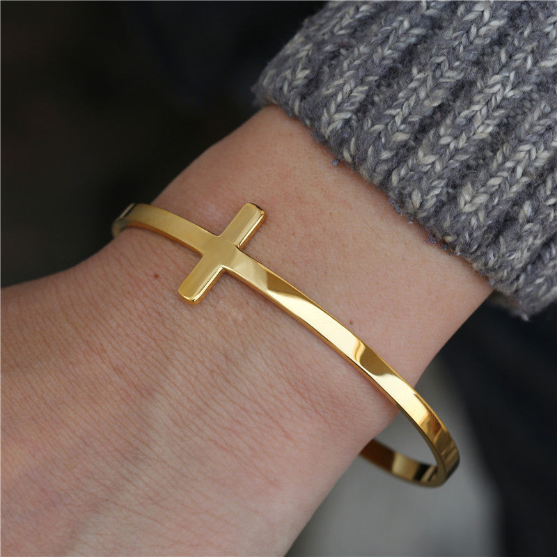 5pcs/lot Cross Stainless Steel Open Bangle for Women & Men Women & Men Bracelets Charms Beads Beyond
