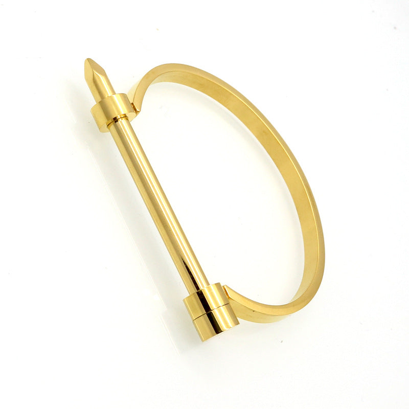 5pcs/lot Stainless Steel Crew Bangle for Women & Men Gold-5pcs Women & Men Bracelets Charms Beads Beyond