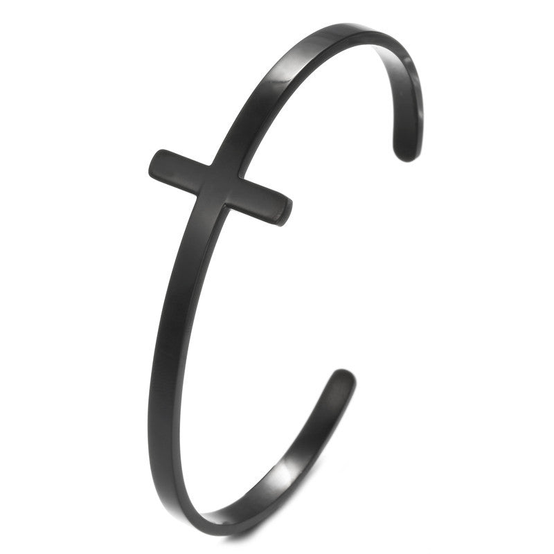 5pcs/lot Cross Stainless Steel Open Bangle for Women & Men Black Women & Men Bracelets Charms Beads Beyond