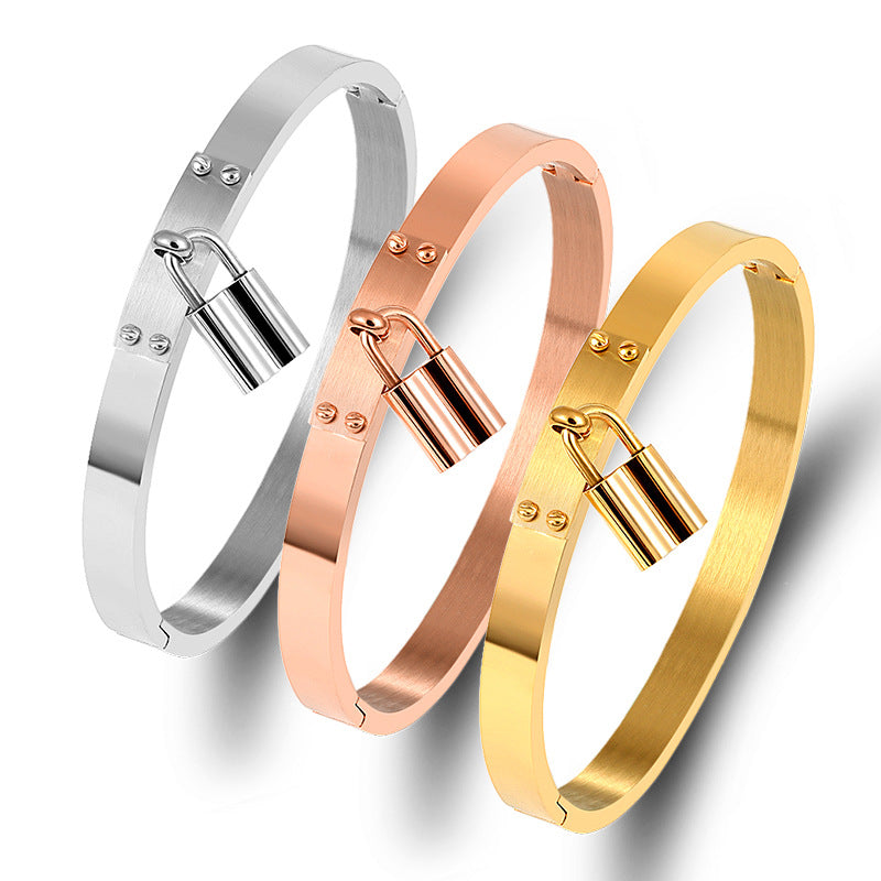 5pcs/lot Stainless Steel Lock Bangle for Women Mix Color-5pcs Women Bracelets Charms Beads Beyond