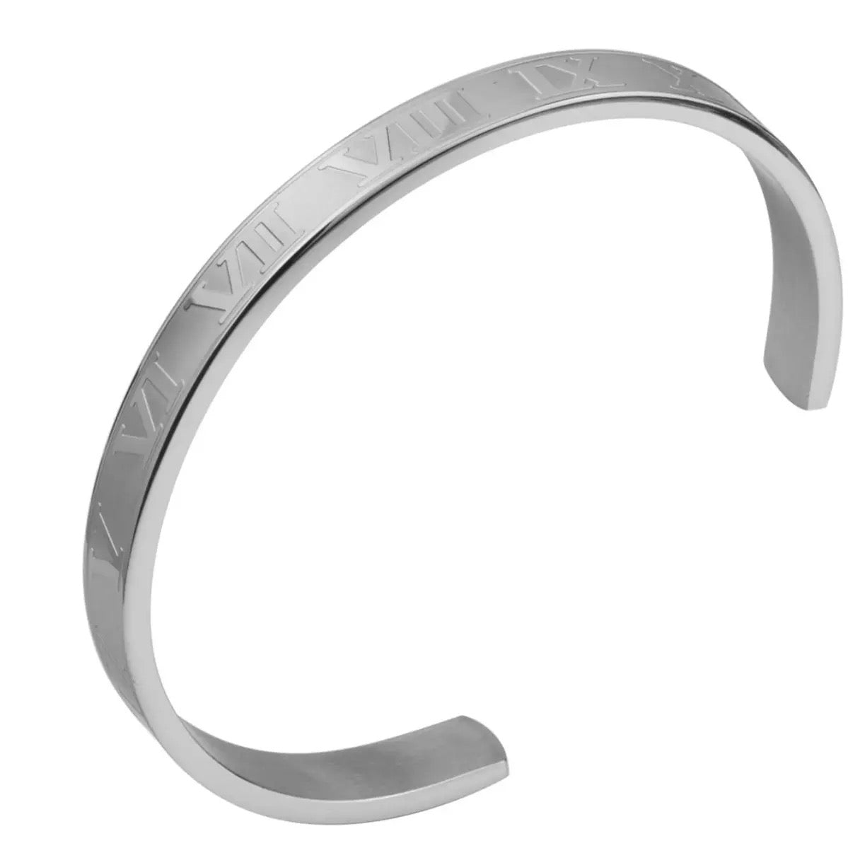 5pcs/lot Roman Numeral Stainless Steel Open Bangle for Women & Men Women & Men Bracelets Charms Beads Beyond
