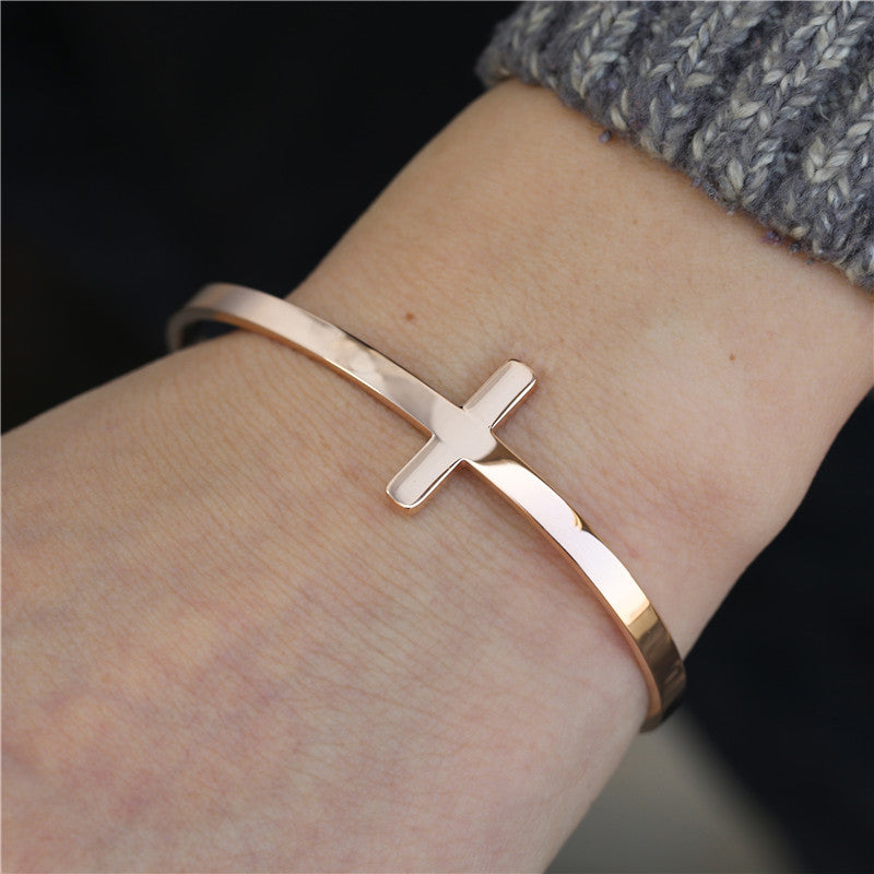 5pcs/lot Cross Stainless Steel Open Bangle for Women & Men Women & Men Bracelets Charms Beads Beyond