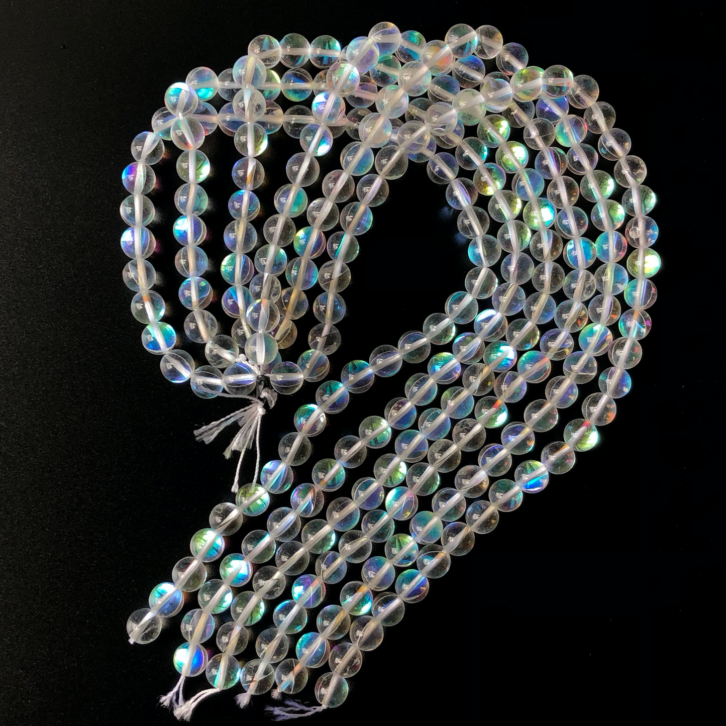 2 Strands/lot 10mm Clear Moonstone Beads Glass Beads Round Glass Beads Charms Beads Beyond