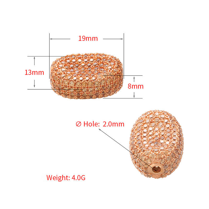 10pcs/lot 19*13mm Champagne CZ Paved Oval Centerpiece Spacers CZ Paved Spacers Oval Spacers Charms Beads Beyond