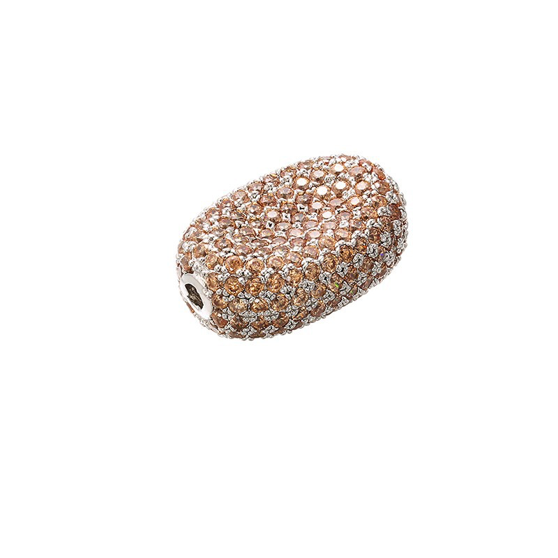 10pcs/lot 19*13mm Champagne CZ Paved Oval Centerpiece Spacers Silver CZ Paved Spacers Oval Spacers Charms Beads Beyond