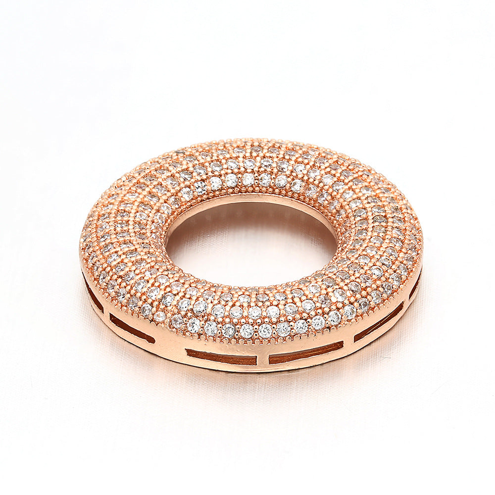 10pcs/lot 27mm CZ Paved Rose Gold Circle Spacers CZ Paved Spacers Charms Beads Beyond