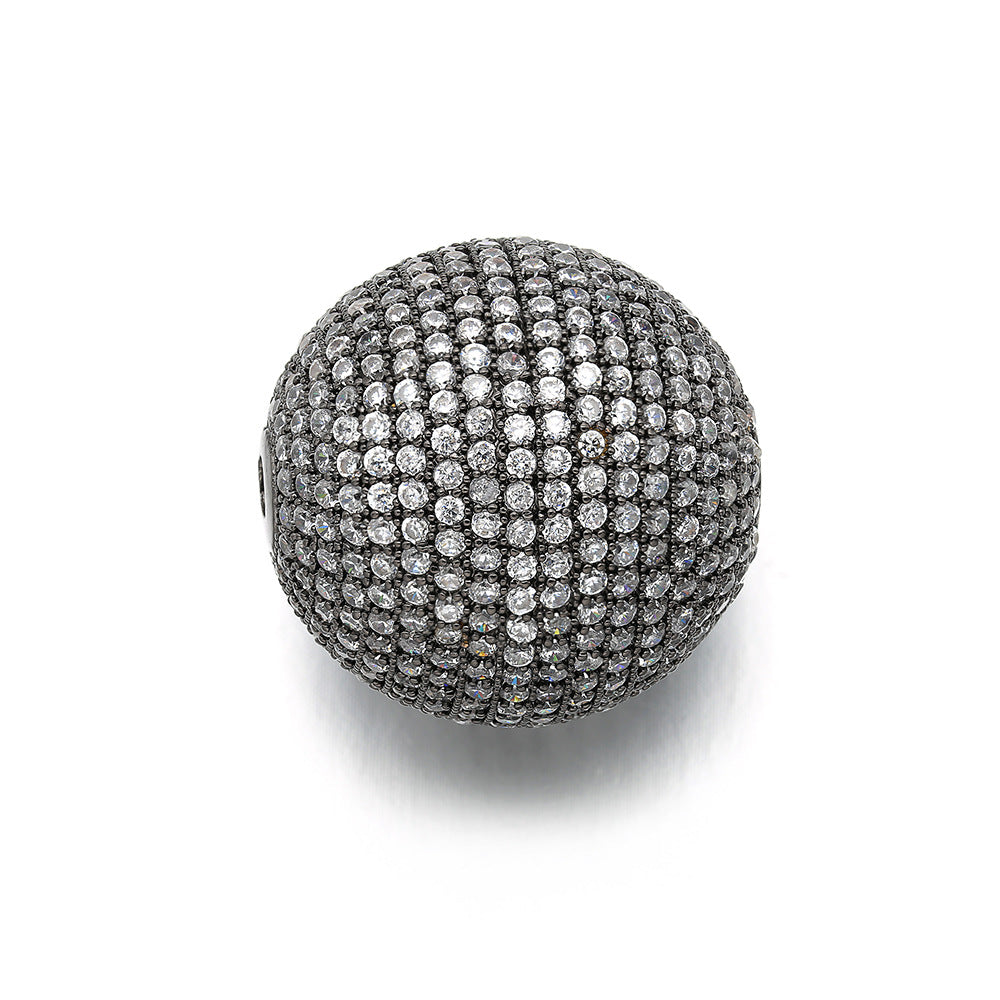 10pcs/lot 24*25mm CZ Paved Round Ball Spacers Clear in Black CZ Paved Spacers Ball Beads Charms Beads Beyond