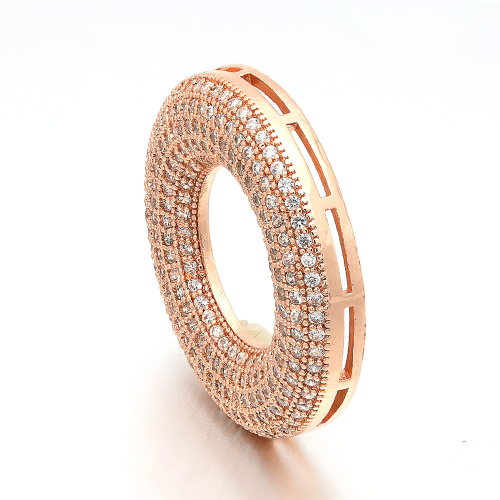 10pcs/lot 27mm CZ Paved Rose Gold Circle Spacers CZ Paved Spacers Charms Beads Beyond