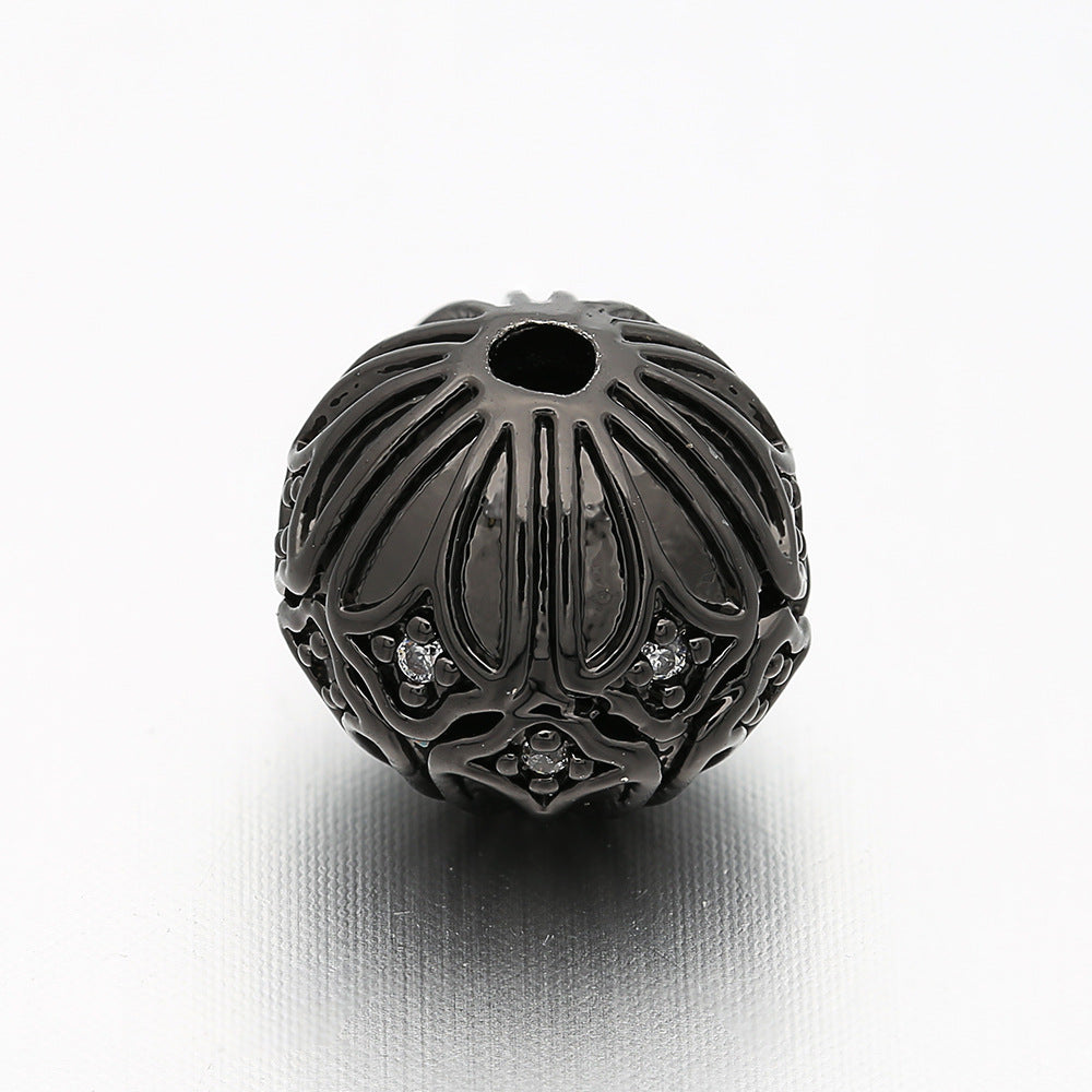 10pcs/lot 10*9.5mm CZ Paved Round Ball Spacers Gunmetal CZ Paved Spacers Ball Beads Charms Beads Beyond