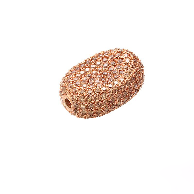 10pcs/lot 19*13mm Champagne CZ Paved Oval Centerpiece Spacers Rose Gold CZ Paved Spacers Oval Spacers Charms Beads Beyond
