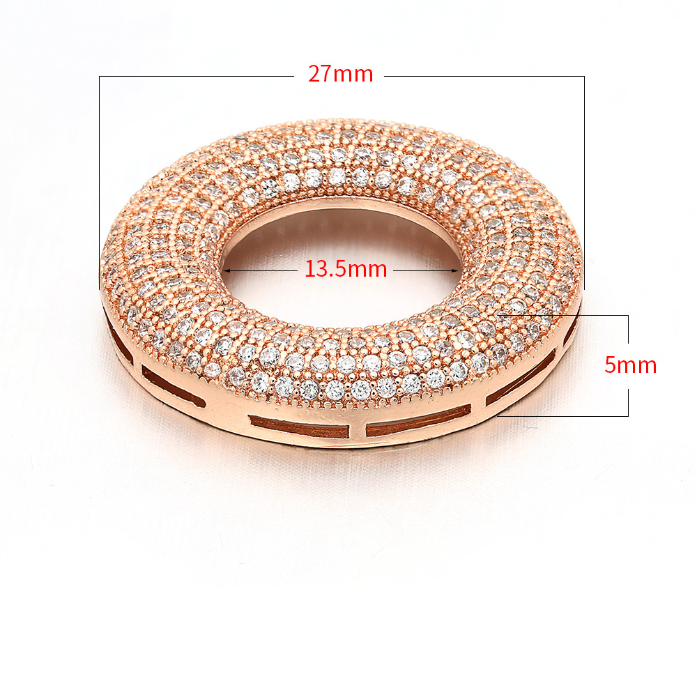 10pcs/lot 27mm CZ Paved Rose Gold Circle Spacers CZ Paved Spacers Charms Beads Beyond