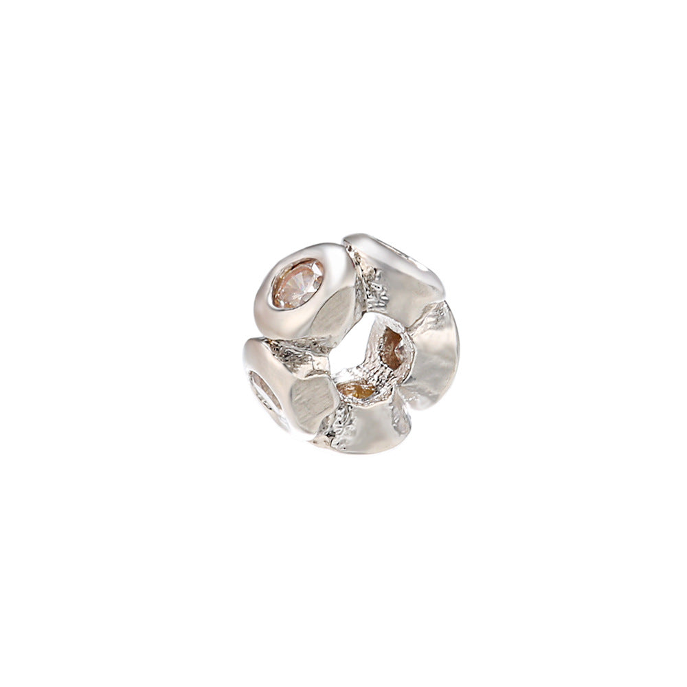 50pcs/lot CZ Paved Flower Centerpiece Spacers Silver CZ Paved Spacers Flower Spacers Charms Beads Beyond