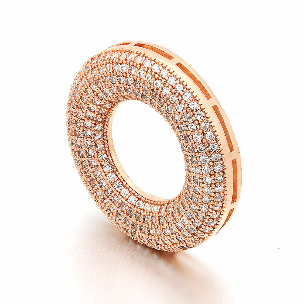 10pcs/lot 27mm CZ Paved Rose Gold Circle Spacers CZ Paved Spacers Charms Beads Beyond