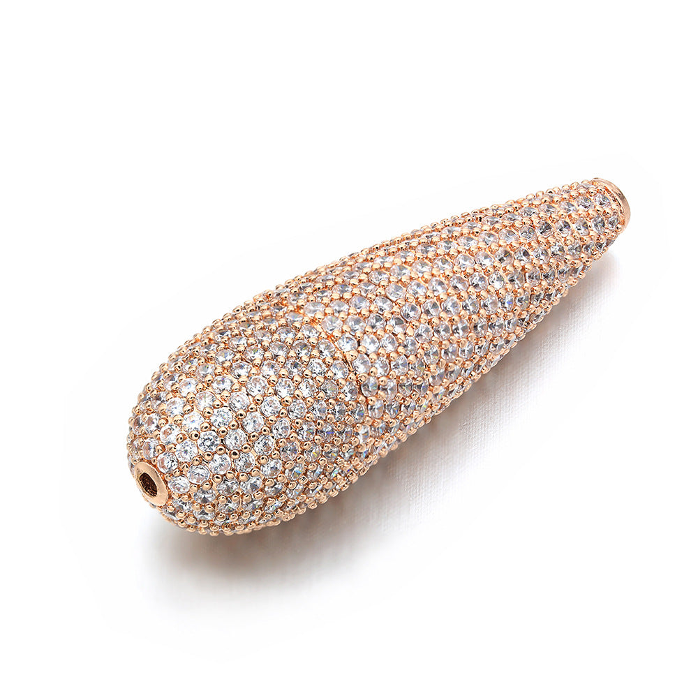 10pcs/lot 12*37mm CZ Paved Conic Shape Spacers Rose Gold CZ Paved Spacers Charms Beads Beyond