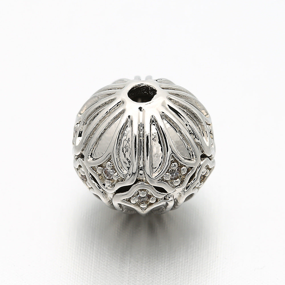 10pcs/lot 10*9.5mm CZ Paved Round Ball Spacers Silver CZ Paved Spacers Ball Beads Charms Beads Beyond