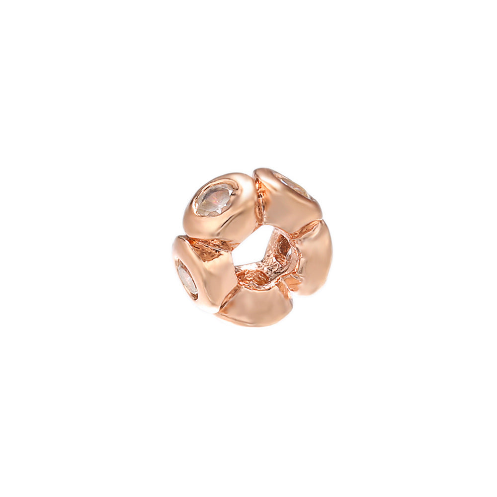 50pcs/lot CZ Paved Flower Centerpiece Spacers Rose Gold CZ Paved Spacers Flower Spacers Charms Beads Beyond